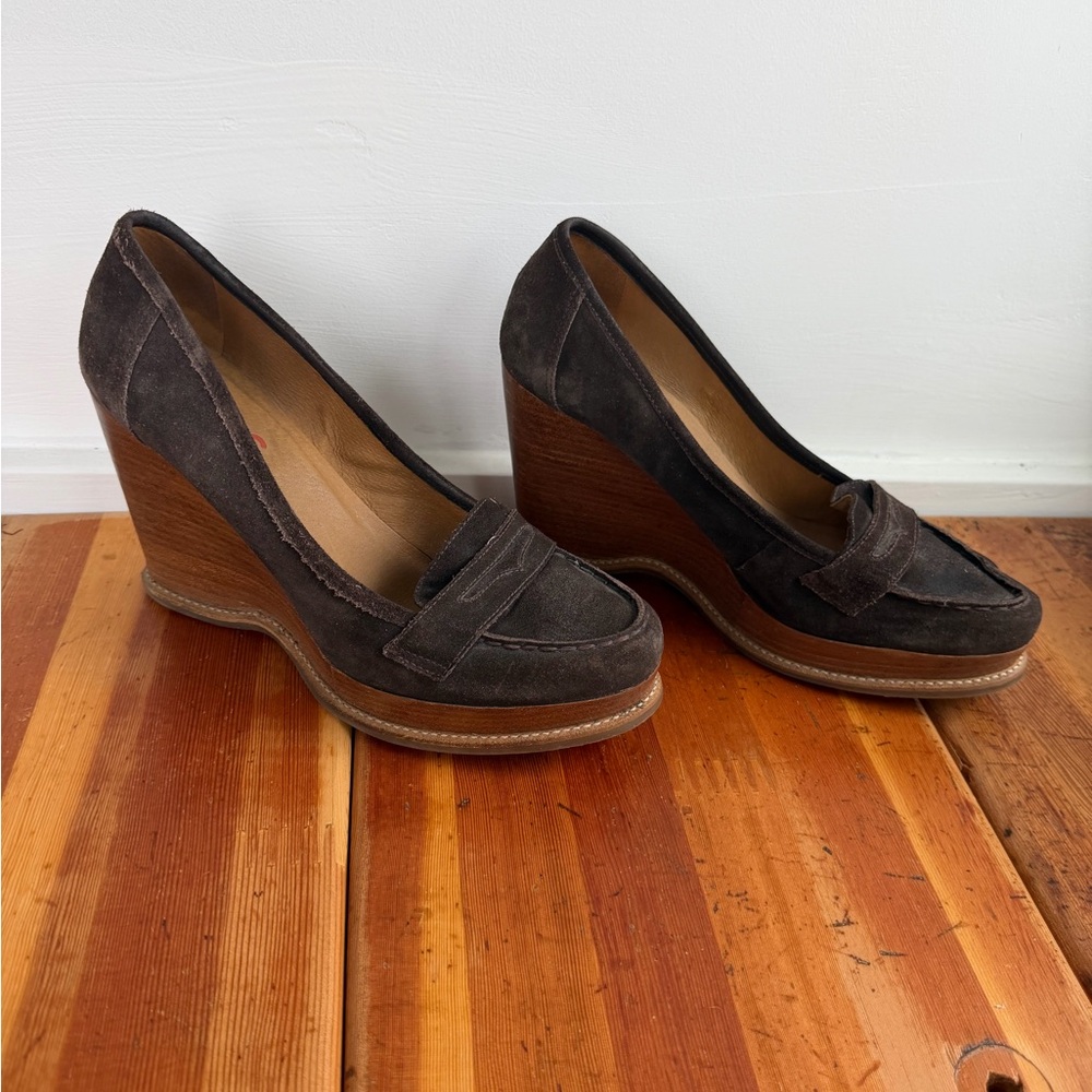 Michael Kors Brown Suede Wedge Loafers